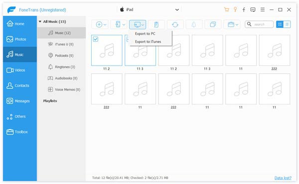 Exportar canciones a PC o biblioteca de itunes