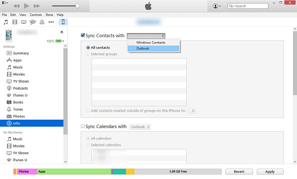 Sincronizar contactos con Outlook