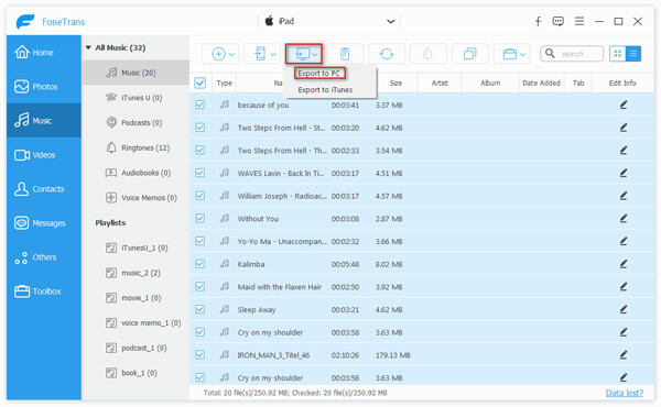 Transferir música del iPad a la computadora