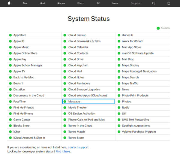 Estado del sistema de Apple