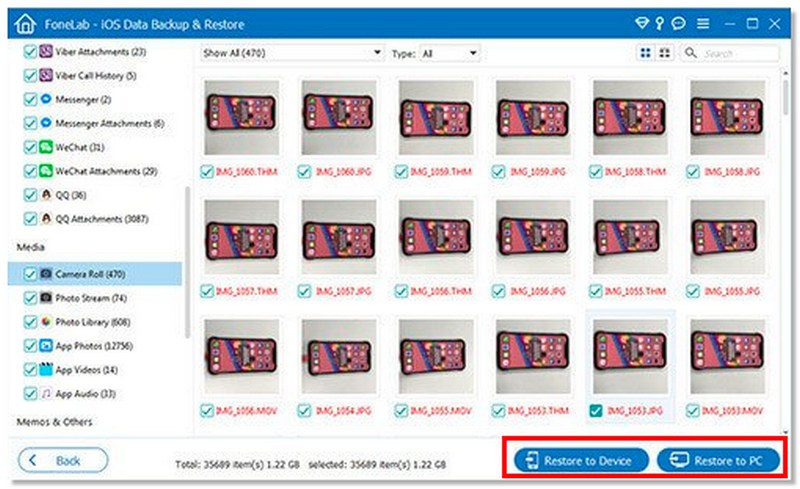 Select Restore Destination