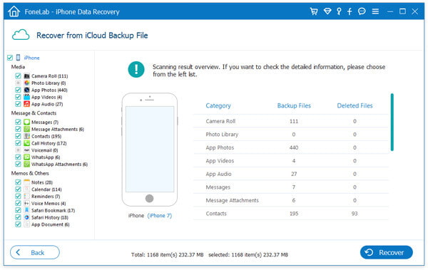 Escanear copia de seguridad de iCloud