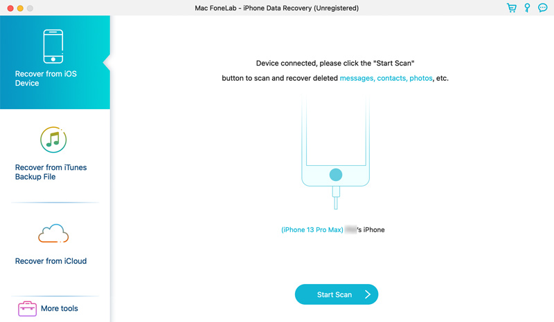 Conectar iPhone-13 Pro MAX Iniciar escaneo de datos