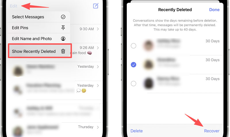 Recuperar mensajes de iPhone desde una carpeta eliminada recientemente