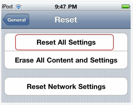 Restablecer iPod