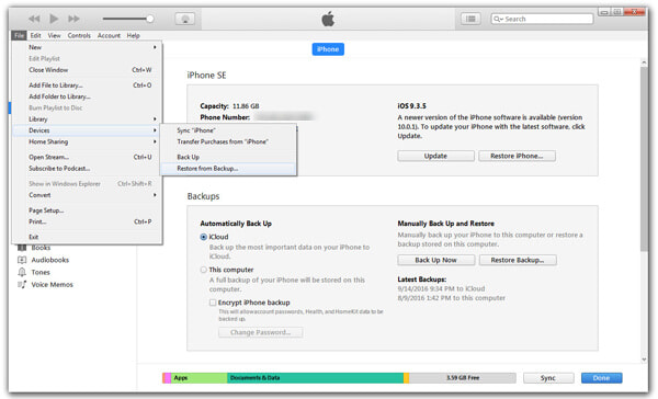 Restaurar iPhone con copia de seguridad de iTunes