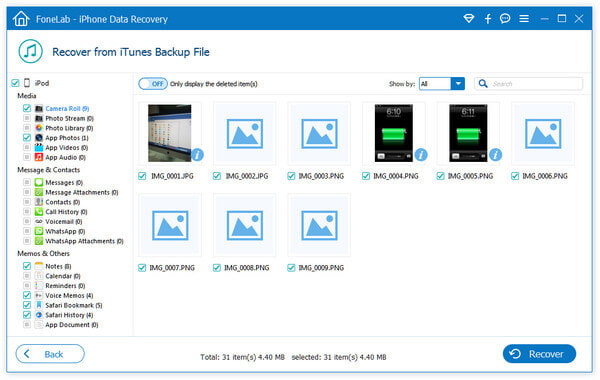 Elija y recupere archivos de copia de seguridad de iTunes eliminados del iPod
