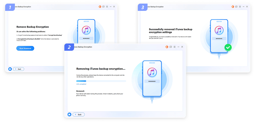 Eliminar la configuración de cifrado de respaldo