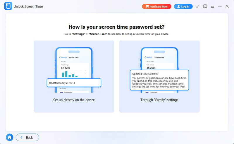 Selección de escenarios de tiempo frente a la pantalla
