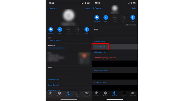 Contactos de iPhone AirDrop