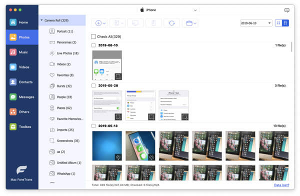 Transferir datos de iPhone a Mac.