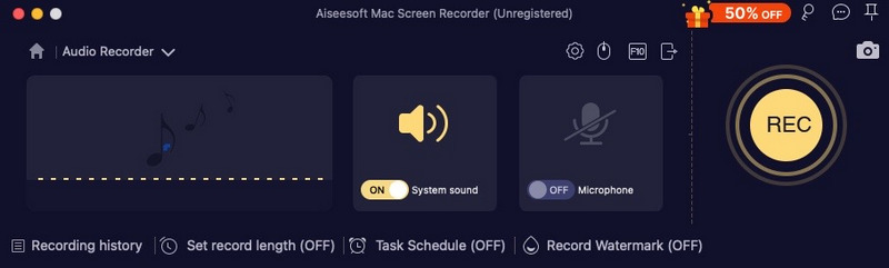 Interfaz de grabadora de audio Mac