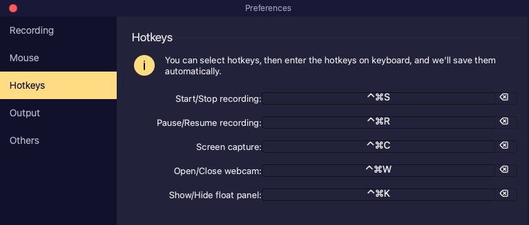 Configuración de teclas de acceso rápido