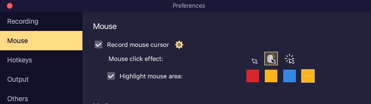 Configuración del mouse