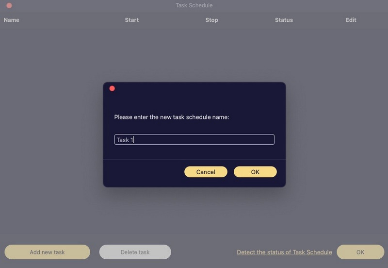 Nombre Nueva programación de tareas