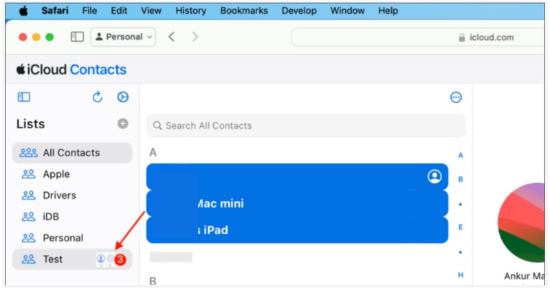 Arrastra los contactos