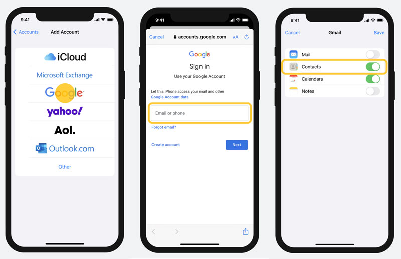 Sincronizar contactos de la cuenta de Google con el iPhone
