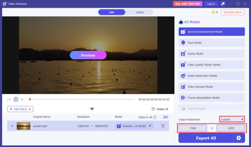 Output Resolution Custom