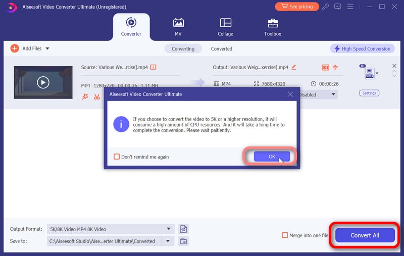 Aceptar botón Convertir todo