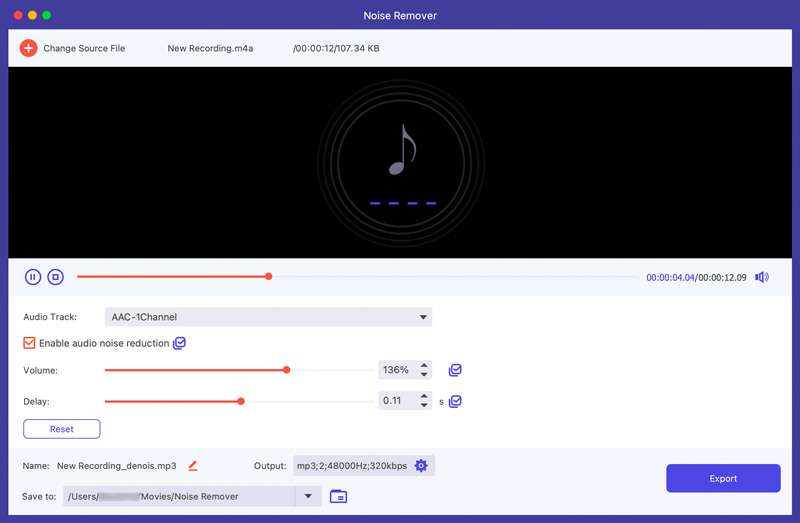 Eliminador de ruido de audio Aiseesoft AI