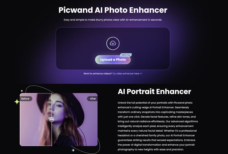 Mejorador facial con IA Picwand Mejorador de fotos con IA