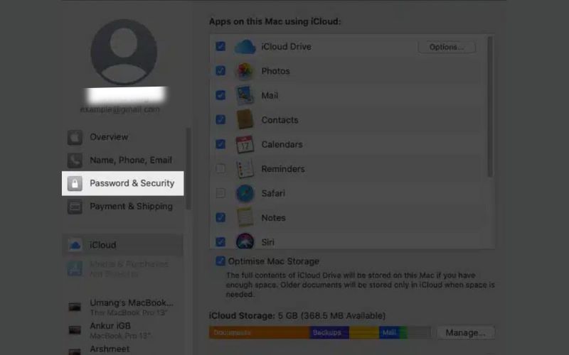 Elija contraseña y seguridad
