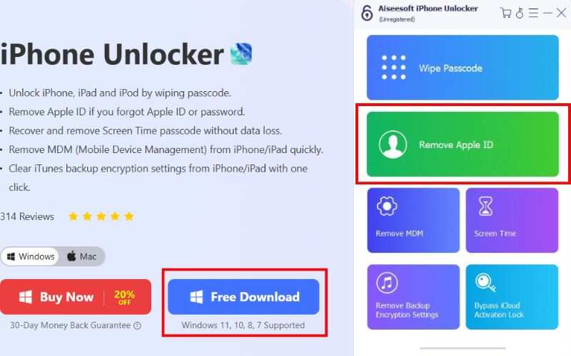 Seleccione Eliminar ID de Apple