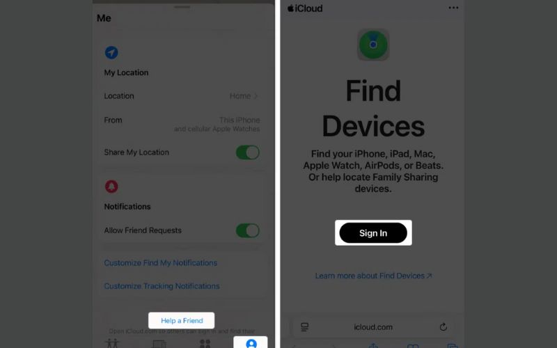 Restablecer con Findmyapp