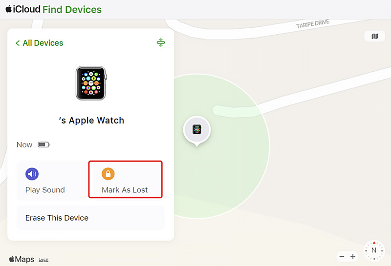 Activar el modo perdido de Apple Watch en iCloud
