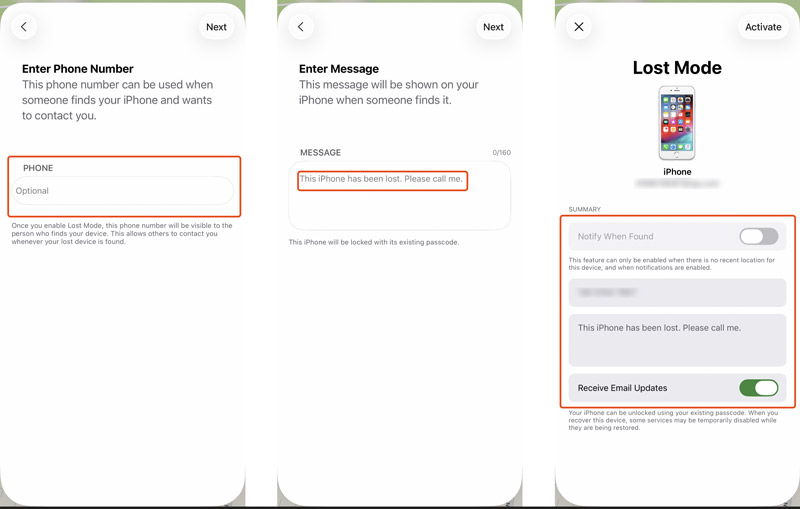 Activar el modo perdido del iPhone mediante la aplicación Buscar