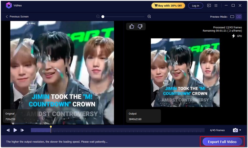 Vista previa y exportación