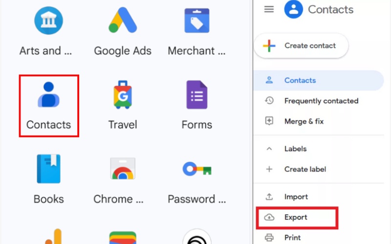 Haga clic en Exportar contactos
