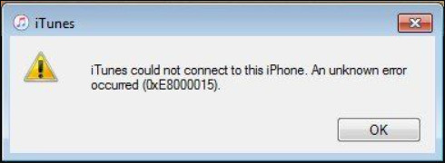 Error de iTunes 0xe8000015