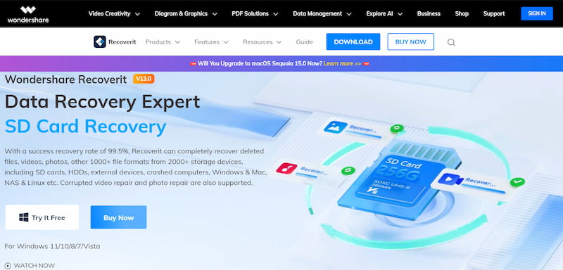 Wondershare Software gratuito de recuperación de datos para SSD