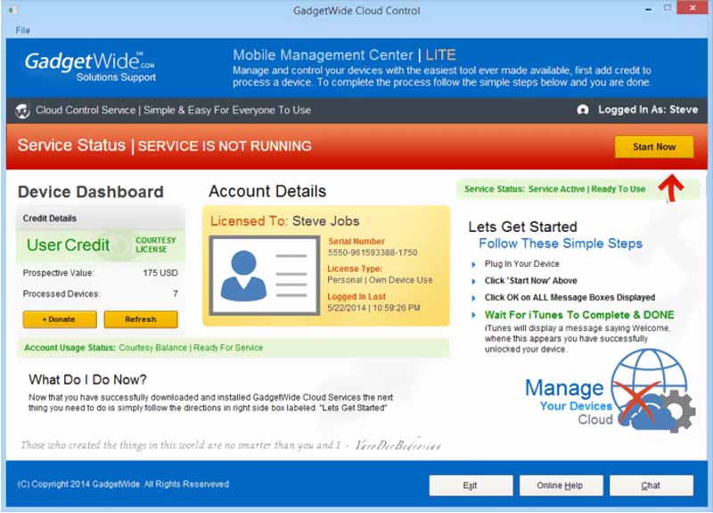 Descargar y usar Gadgetwide Cloud Control