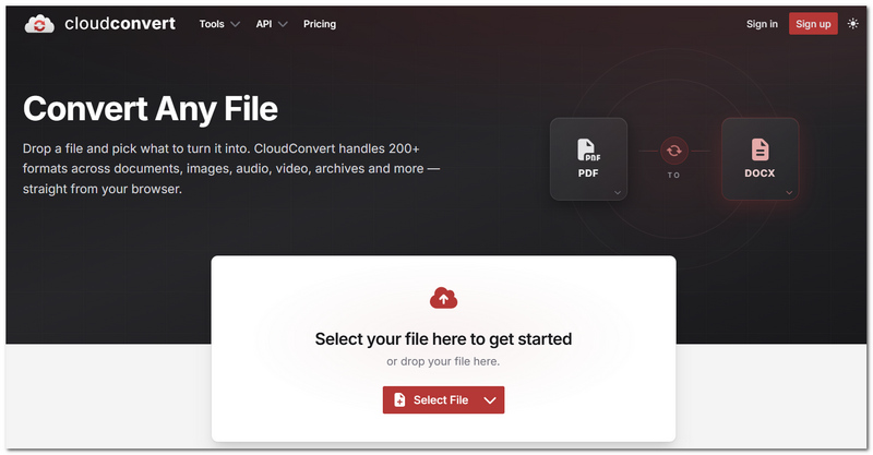 Convertidor de GIF a vídeo de Cloudconvert