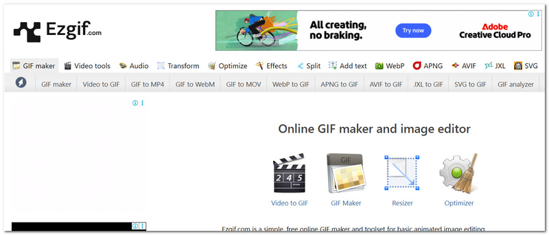 Convertidor de GIF a vídeo de Ezgif