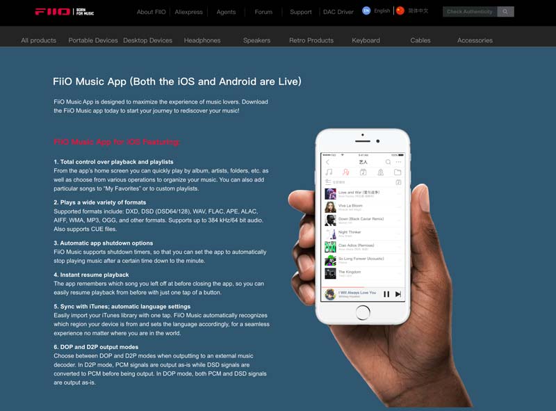 Aplicación de música FiiO