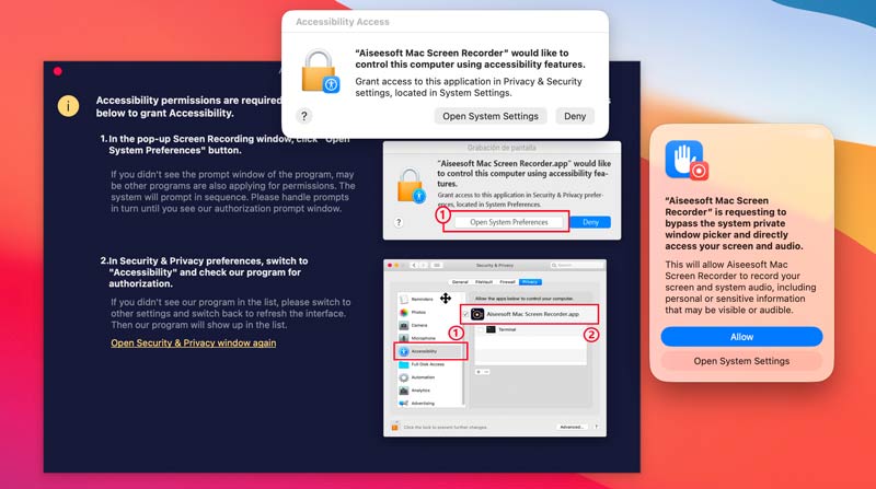 Allow Settings Aiseesoft Mac Screen Recorder