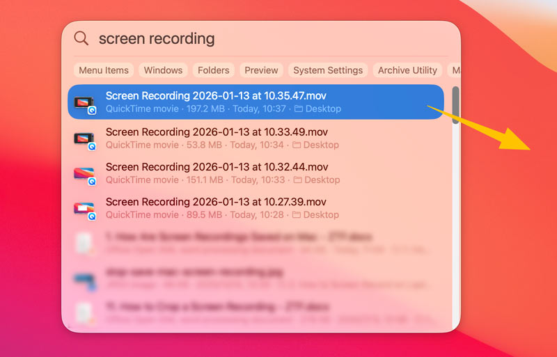 Find Mac Screen Recordings Using Spotlight