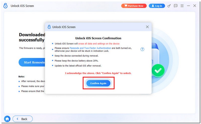 Haga clic en Confirmar nuevamente