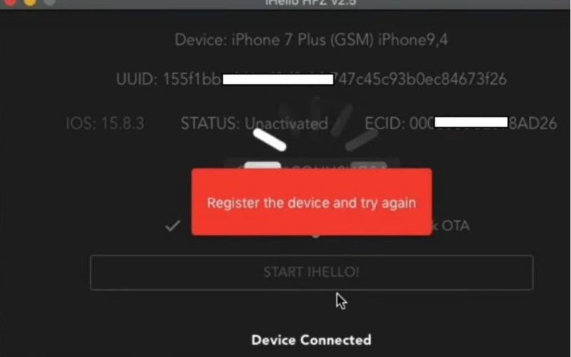 Comprueba el mensaje rojo