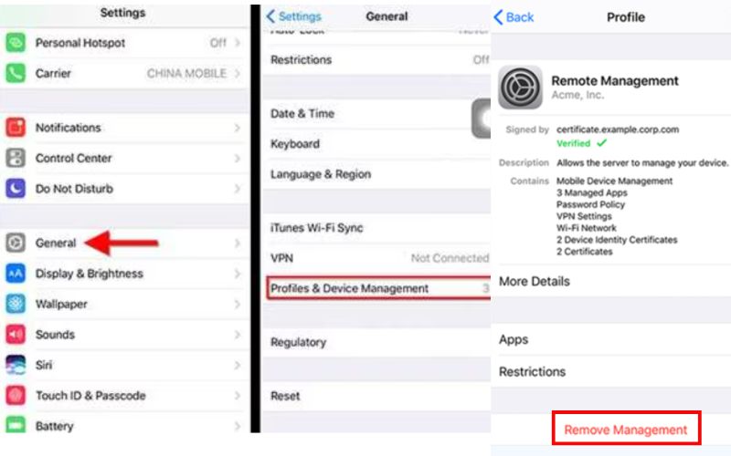 Comprobar perfiles de configuración