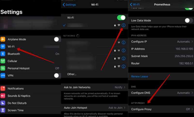 dirección IP falsa en iPhone