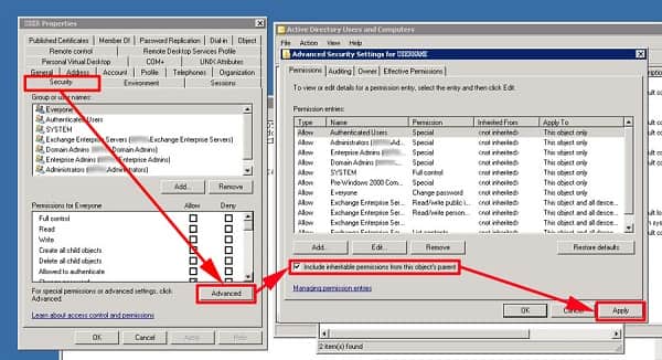 Cambiar la configuración de seguridad de Microsoft Exchange