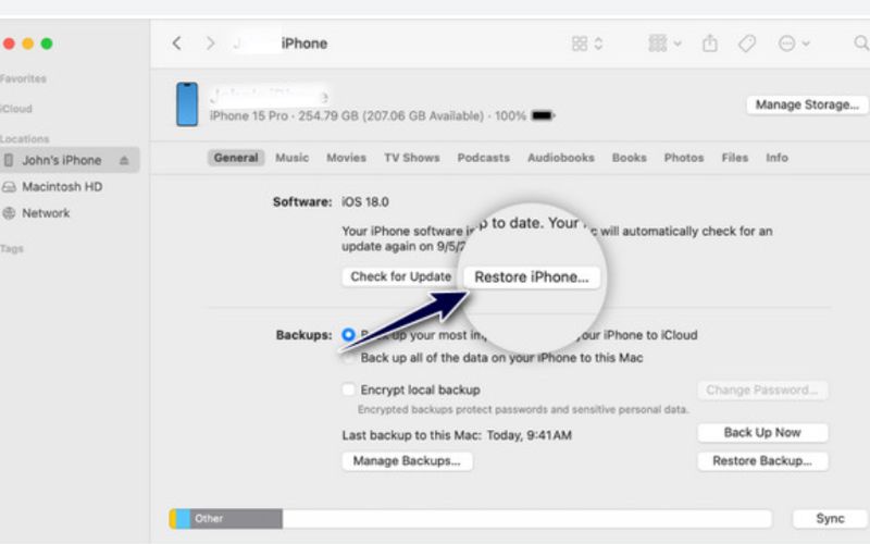 Seleccione el botón Restaurar