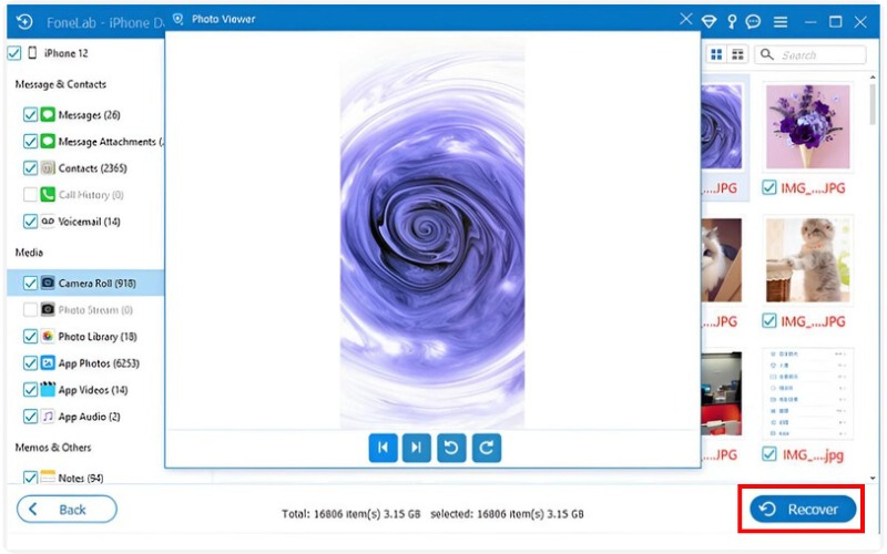 Vista previa y recuperación