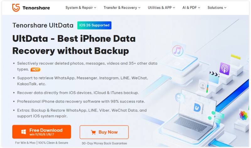 Software de restauración de datos Tenorshare Ultdata