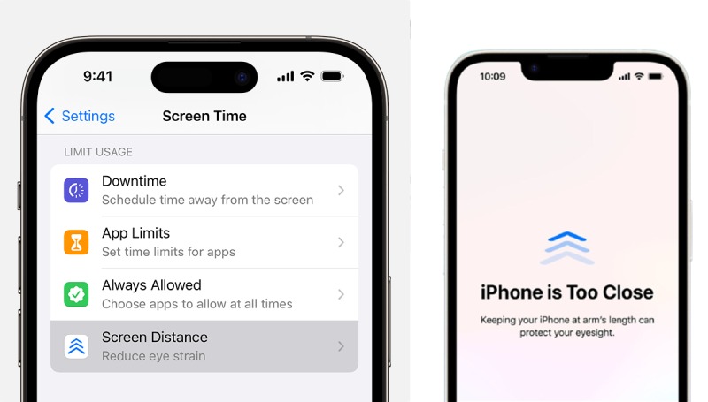 Notificación de distancia de la pantalla del iPhone