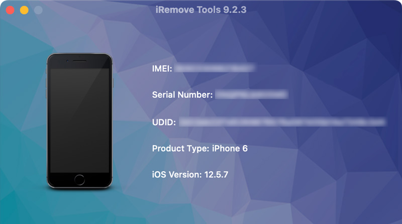Información del iPhone conectado a iRemove Tools